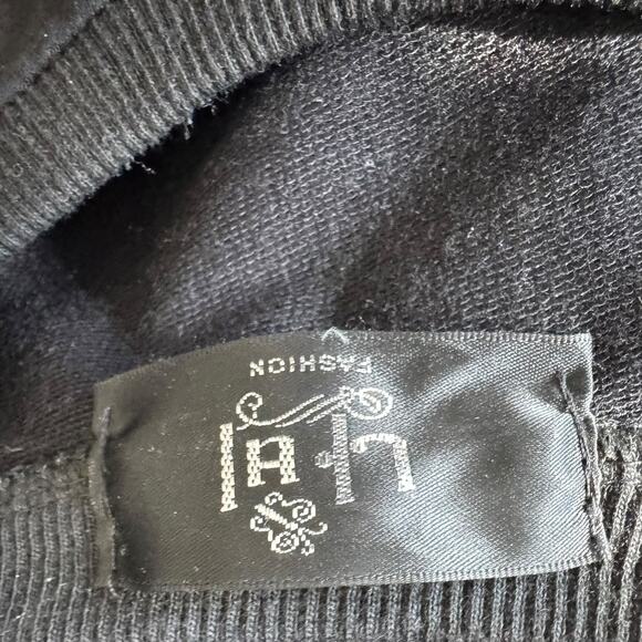 Black Short Sleeve Women Cross Studded Rhinestones Crew Neck Tee Dress OS - Picture 9 of 9